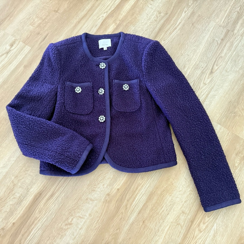 CINQ À SEPT Junia Collarless Jacket-Purple